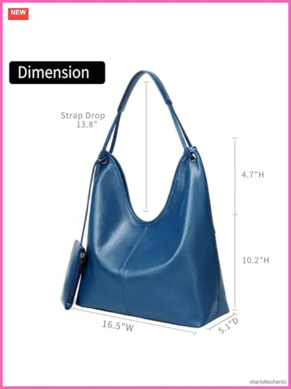 Genuine Leather Hobo Bag Women Large Slouchy Shoulder Handbag Work Shopping